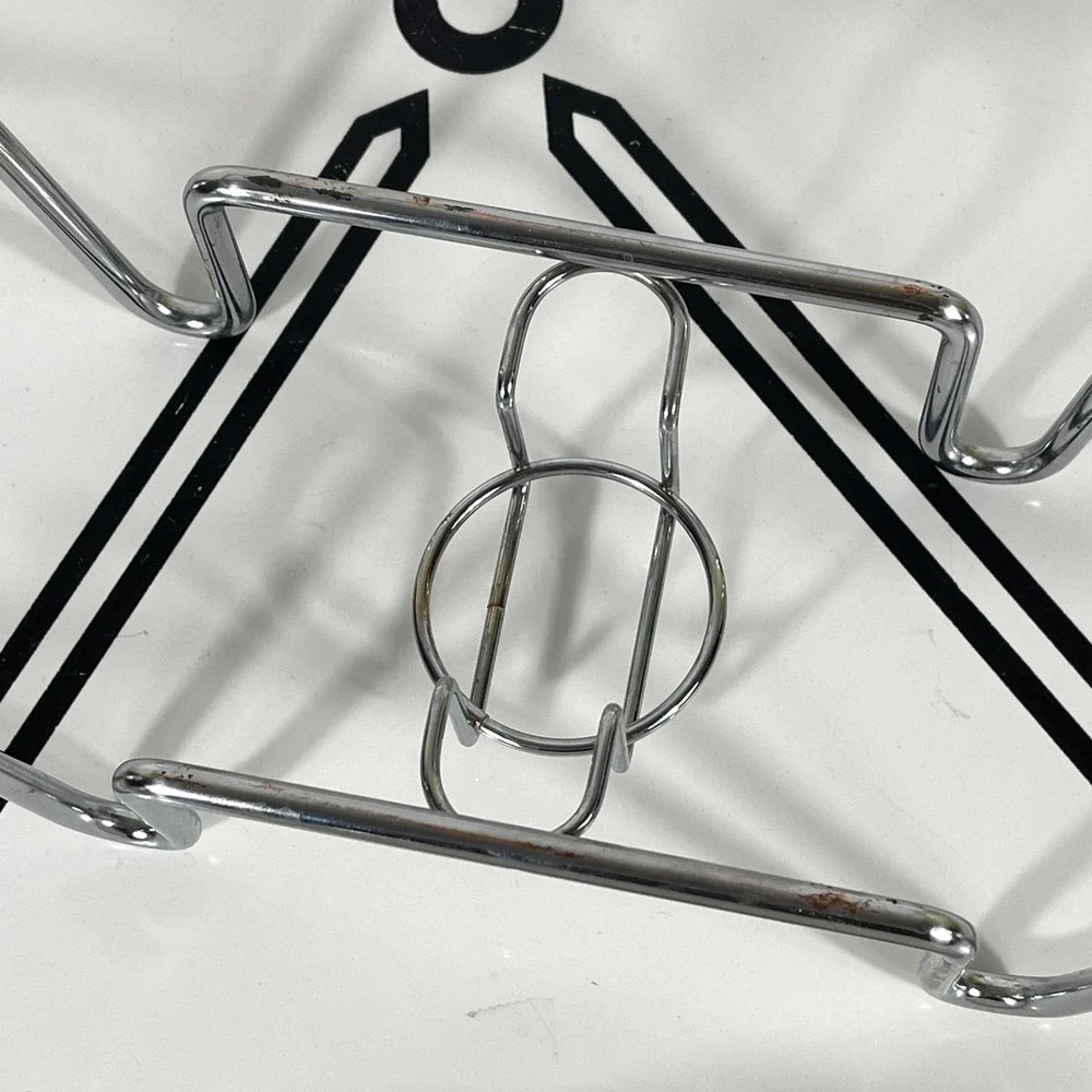 Godinger 1 QT Covered‎ Porcelain Baker w Chrome Warmer Stand White Vintage